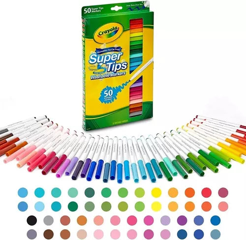 Marcadores Plumones Crayola Super Tips Lavables 50 Colores - MarchanteMX