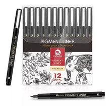 Kit Estilógrafo Profesional Negro Puntas Diferentes 12 Pzs