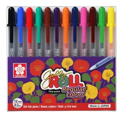 Kit De Plumas De Gel Sakura Gelly Roll Regular Colors 12 Pzs