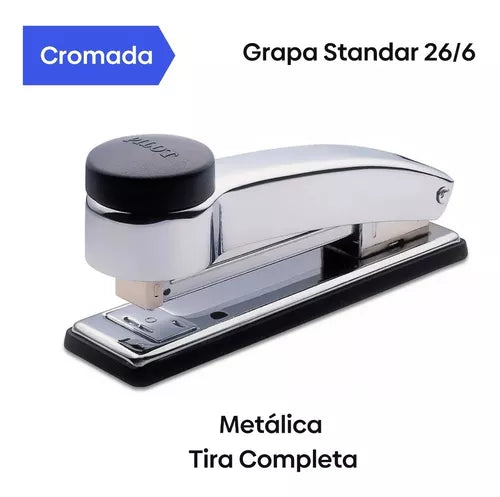 Engrapadora Cromada De Golpe Pilot Metálica Tira Completa