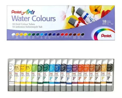 Estuche 18 Tubos Acuarelas Profesionales Pentel Arts 5ml C/U Pentel