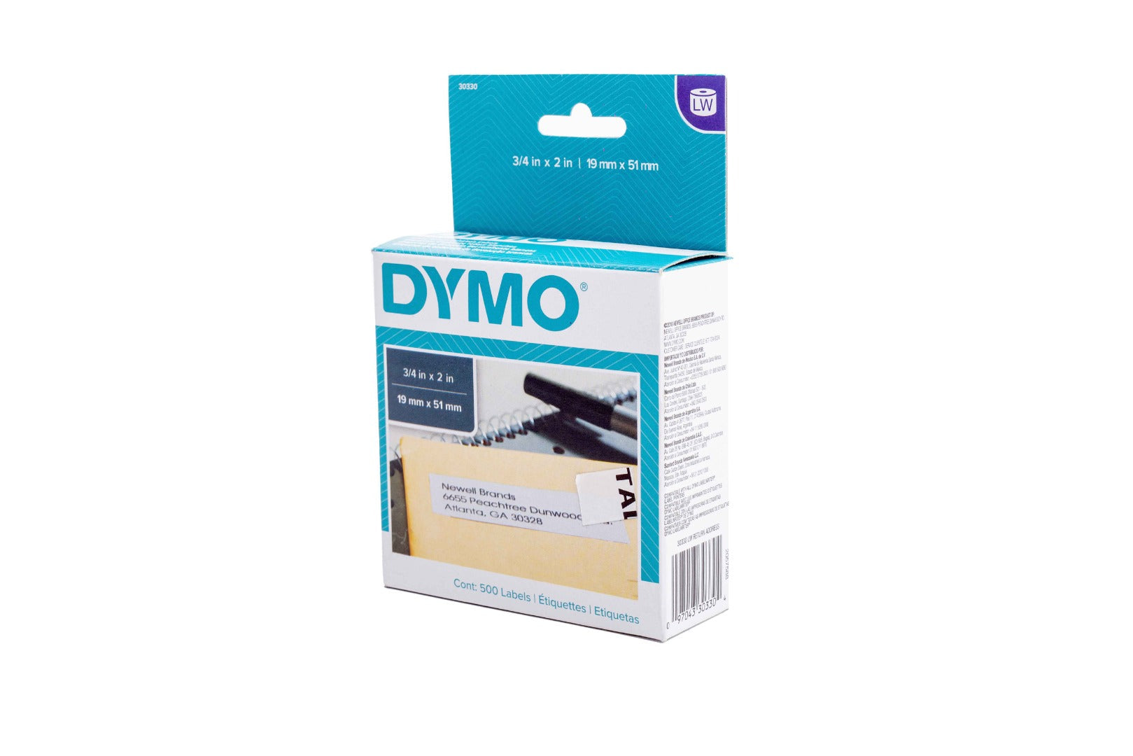 Etiqueta en rollo dymo lw 30330 3/4 x 2 pulgadas (19 x 51 mm) con 500
