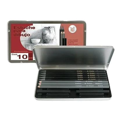 Estuche Para Dibujo Con Lápices Y Barras De Carbón - MarchanteMX