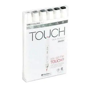 TOUCH - Set grey con 6 marcadores brush no. 604 Touch