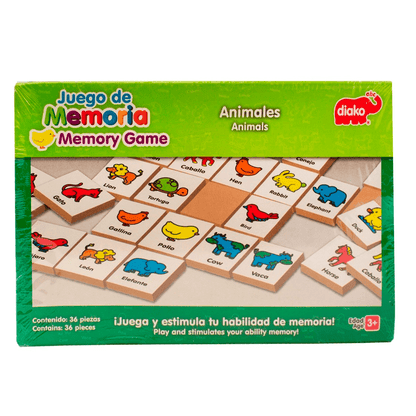 Juego De Memoría  De Animales con  Piezas Madera Marca  Diako Juego Didáctico - MarchanteMX