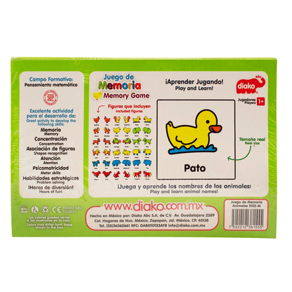 Juego De Memoría  De Animales con  Piezas Madera Marca  Diako Juego Didáctico - MarchanteMX