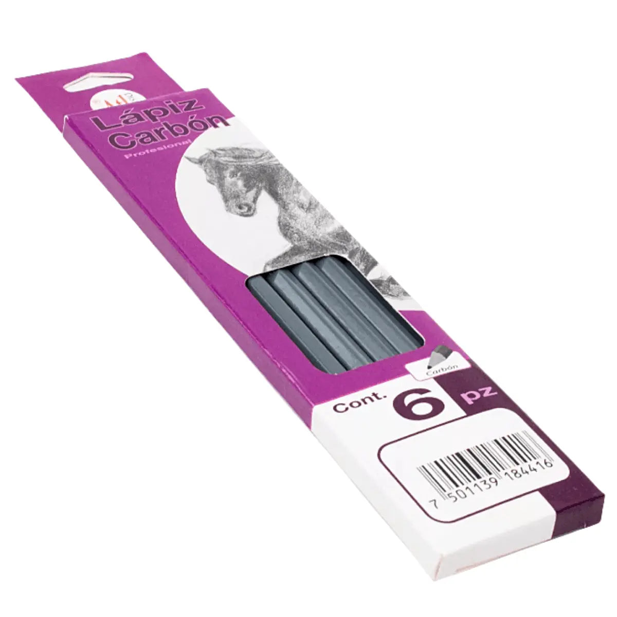 Lápiz Carbón Duro de Madera 6 Piezas Dibujo Trazo Diseño - Rodin - empaque