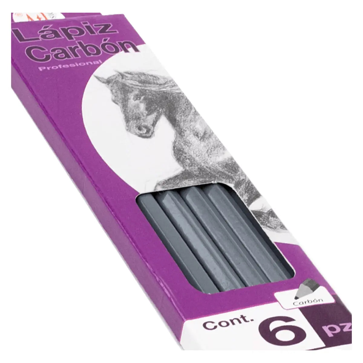 Caja de Lápices Carbón de Madera Punta Suave 6 Piezas Dibujo Trazo - Rodin - vista lateral