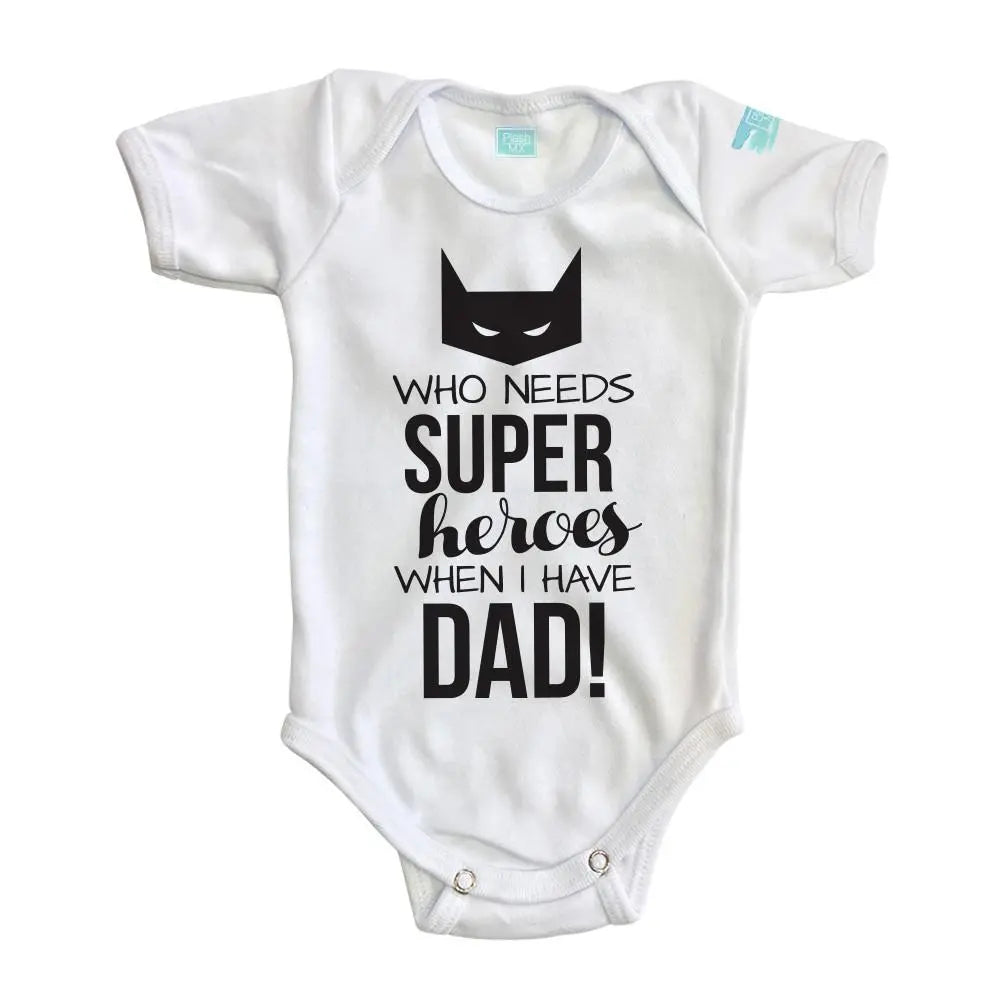 Pañalero Super Heroes Inglés Día del Padre Manga Corta / 0 - Coveme