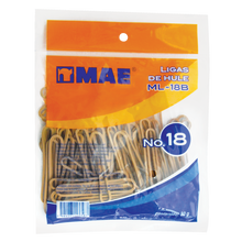 Liga de hule #18 natural Mae bolsa con 80 gramos