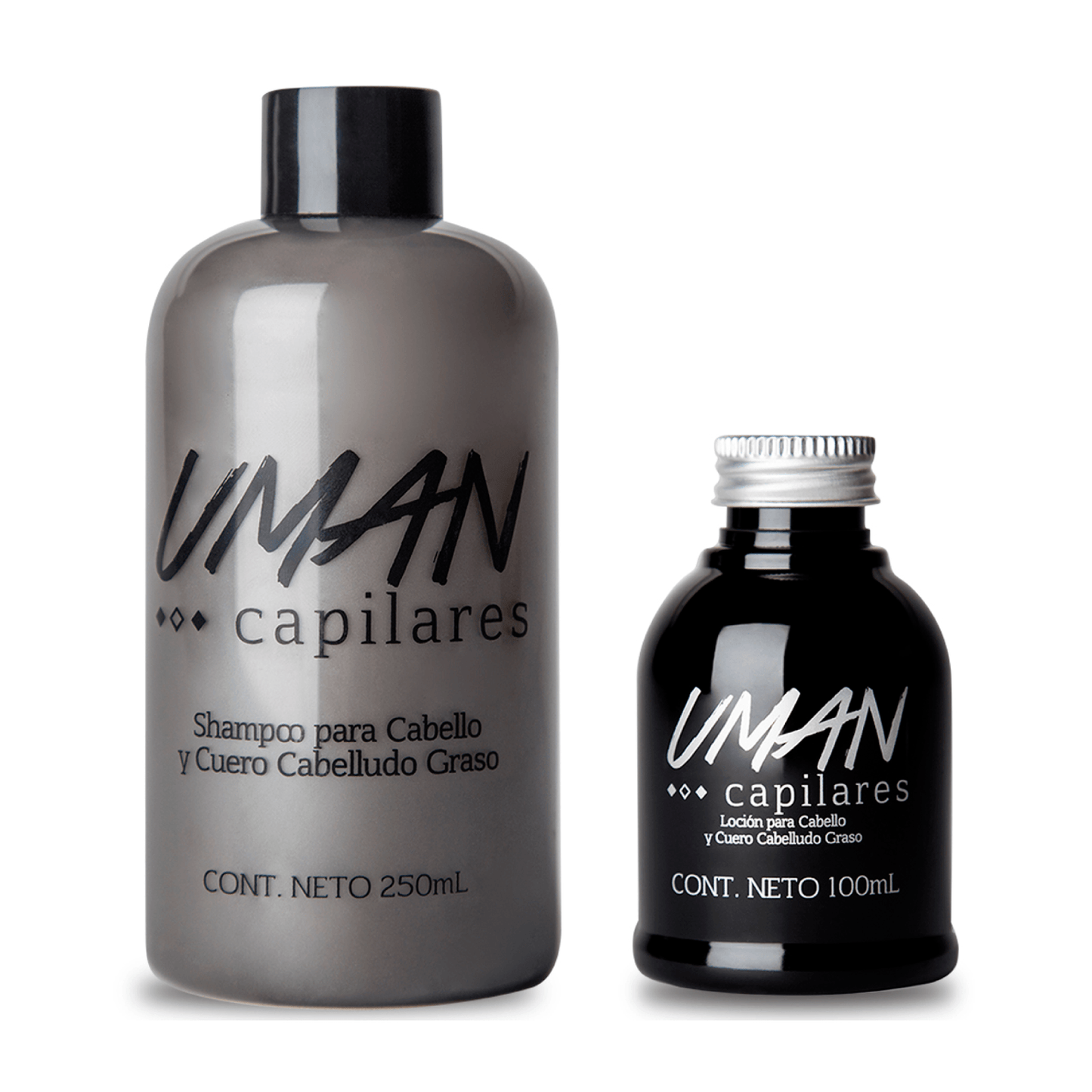 Kit Shampoo de Mujer para Cabello Graso + Loción 250ml + Cepillo Anti Caída Color Salmón - MarchanteMX