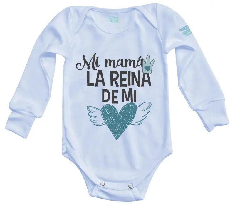 Body Bebé La Reina de Mi corazón (azul) - MarchanteMX