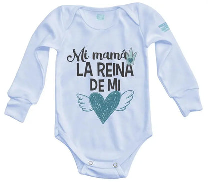 Body Bebé La Reina de Mi corazón (azul) - MarchanteMX