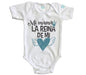 Body Bebé La Reina de Mi corazón (azul) - MarchanteMX