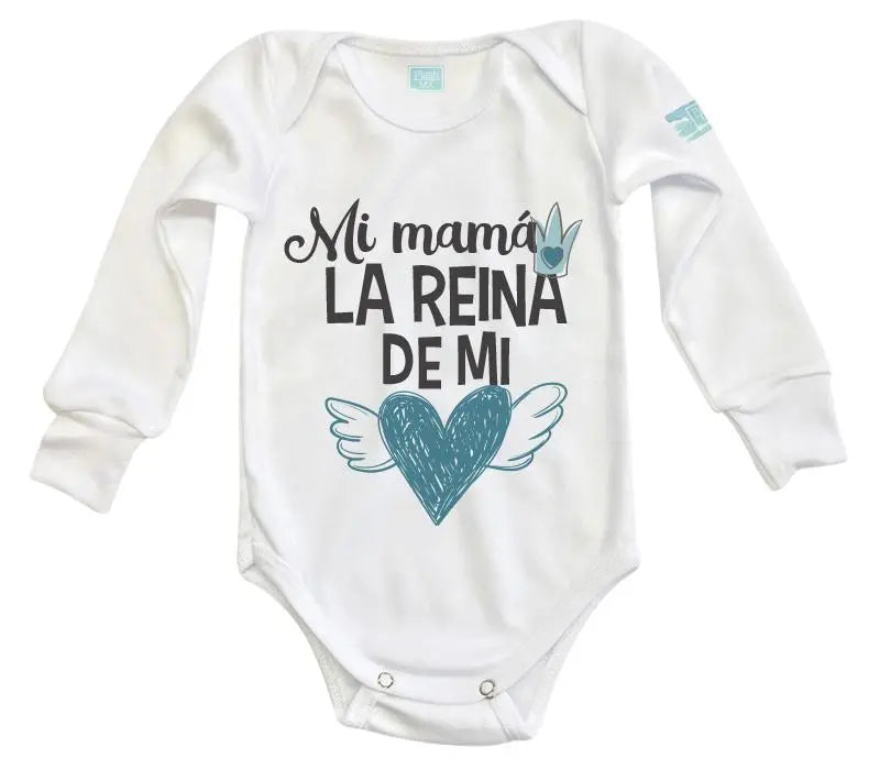 Body Bebé La Reina de Mi corazón (azul) - MarchanteMX