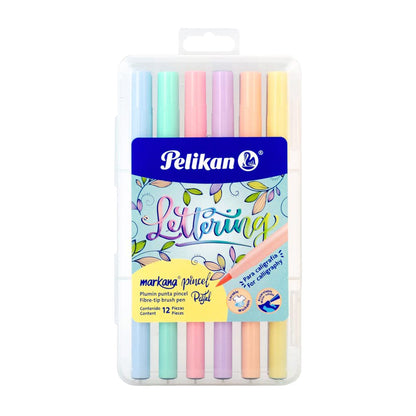 Plumones Pastel Pelikan Markana Pincel con 12 pzas.