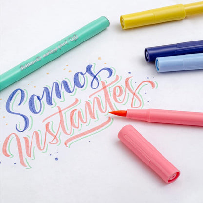 Plumones Pastel Pelikan Markana Pincel con 12 pzas.