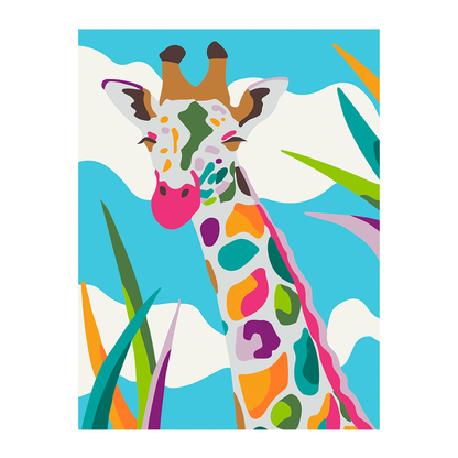 PINTA POR NÚMERO 30 x 40 JIRAFA DE COLORES