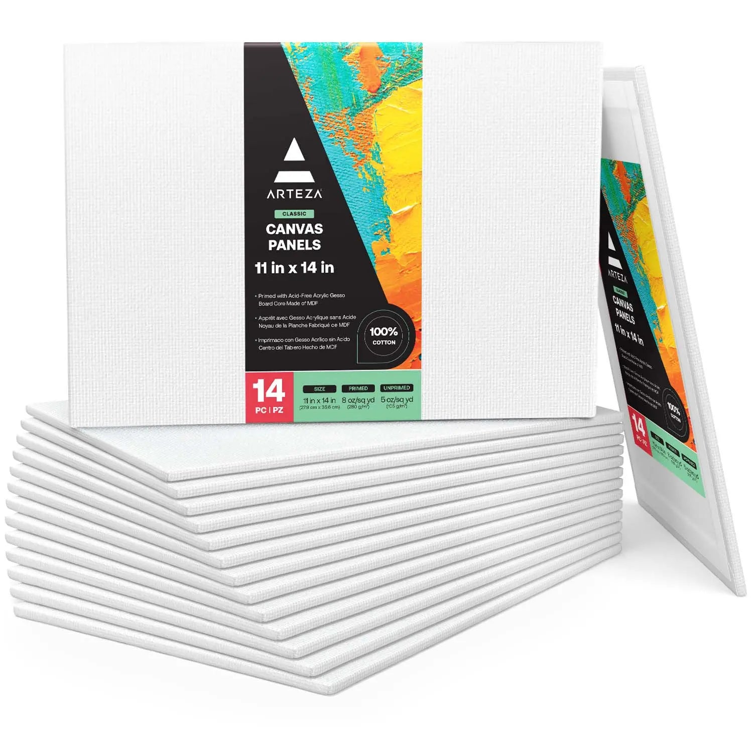 Set de 14 Lienzo Carton C Tela Canvas Pintura 27.9x35.6 Arteza - Arteza