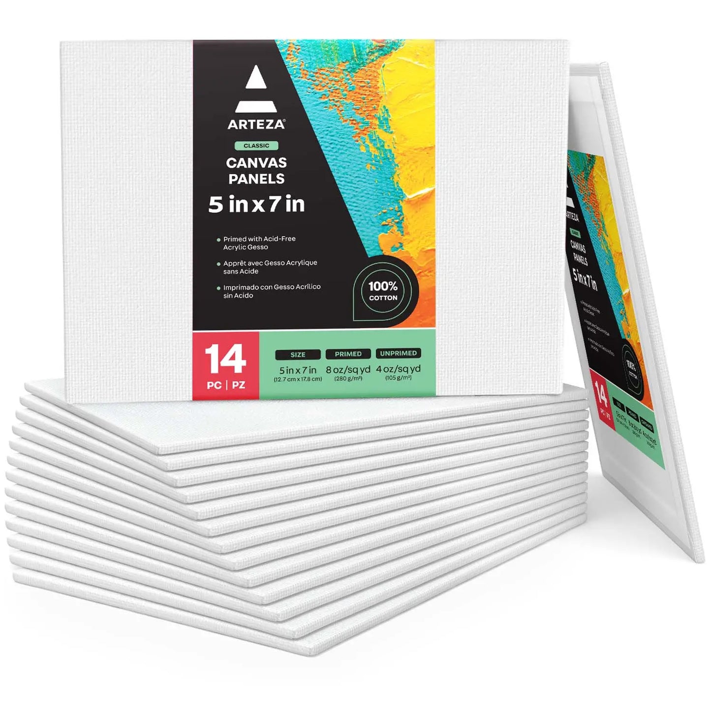 Lienzo Carton C Tela Canvas Pintura 12.7x17.8 Arteza Pack de 14 - Arteza - accesorios