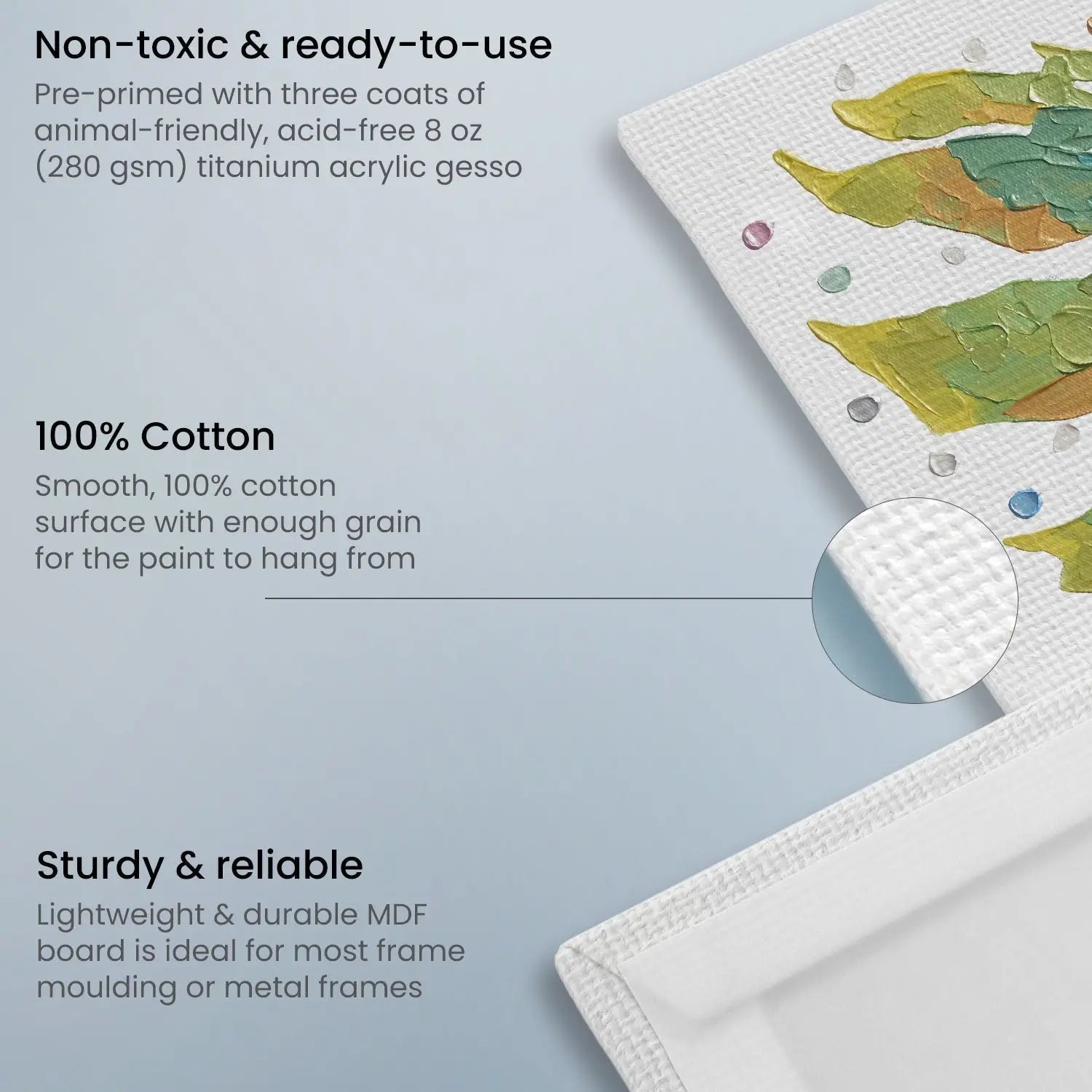 Lienzo Carton Con Tela Canvas Pintura 22.9x30.5 Arteza - Pack de 14 - Coveme - vista lateral