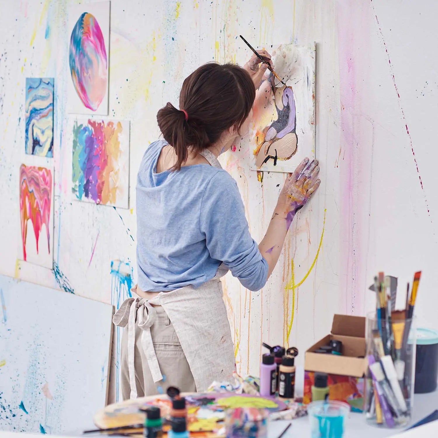 Lienzo Carton Con Tela Canvas Pintura 22.9x30.5 Arteza - Pack de 14 - Coveme - detalle