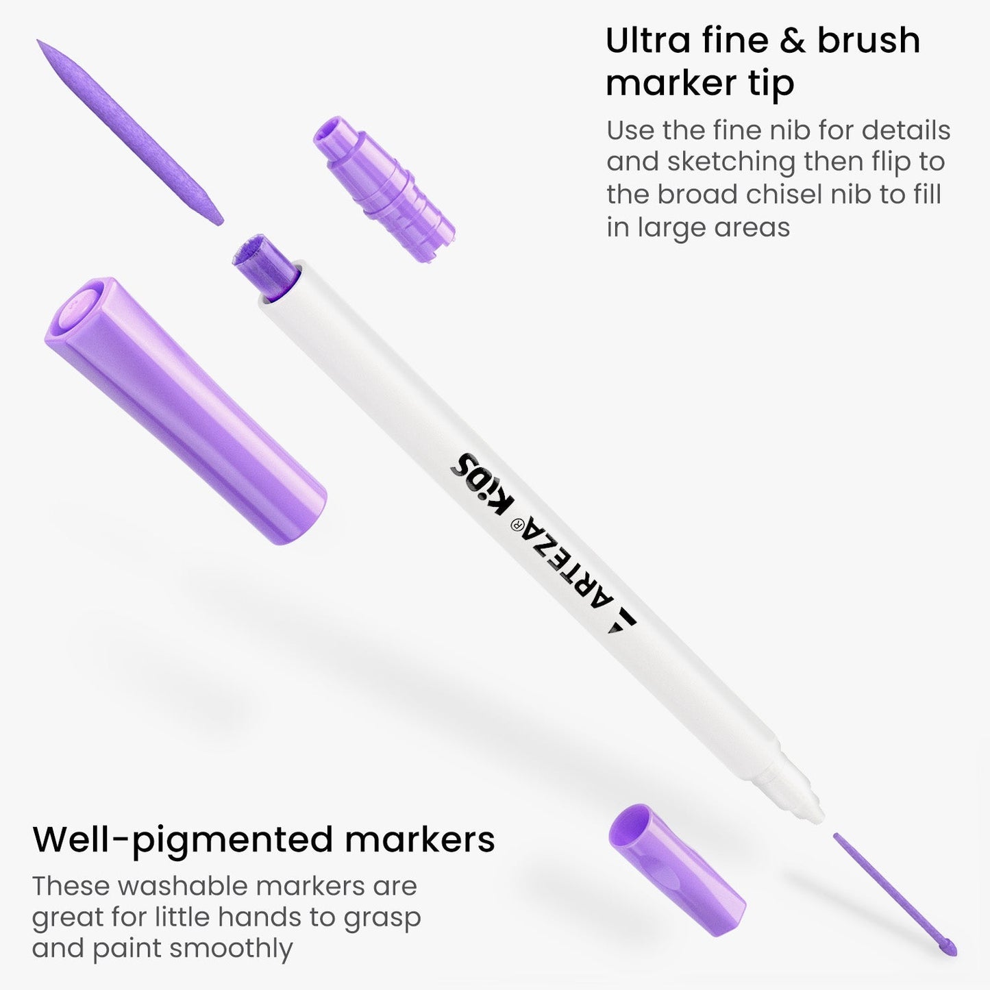 24 Plumones Niños Marcador Dibujo Doble Punta Lavable Arteza