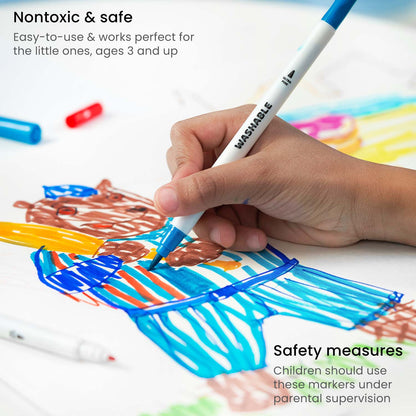 24 Plumones Niños Marcador Dibujo Doble Punta Lavable Arteza