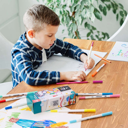 24 Plumones Niños Marcador Dibujo Doble Punta Lavable Arteza
