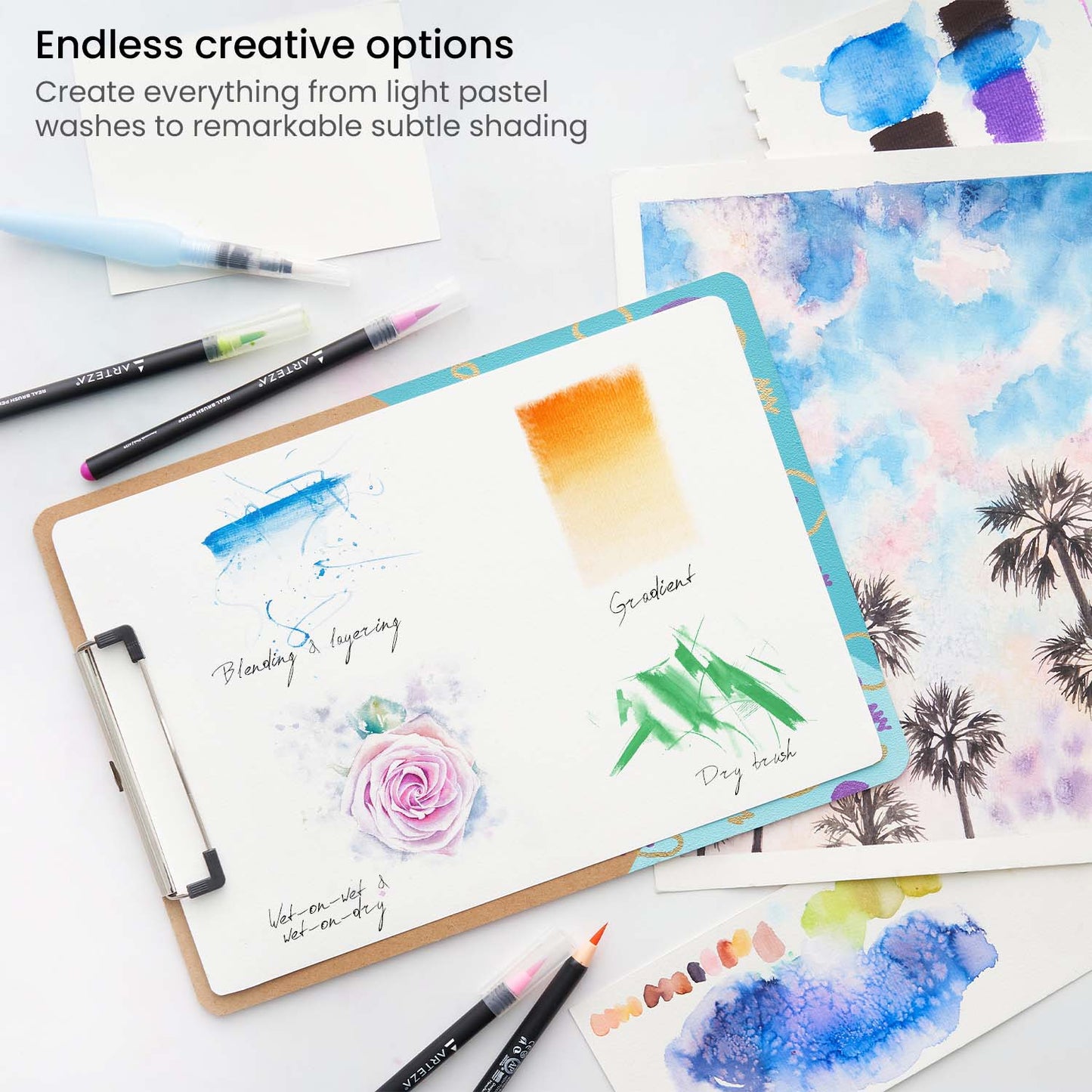 Set 12 Brush Pen Colores Dibujo Plumón Punta Pincel Arteza