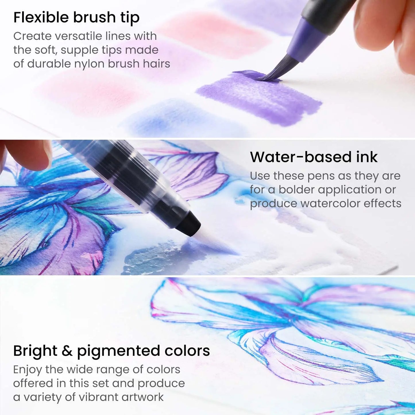 Set 24 Brush Pen Plumón Marcador Punta Pincel Premium Arteza - Coveme - accesorios