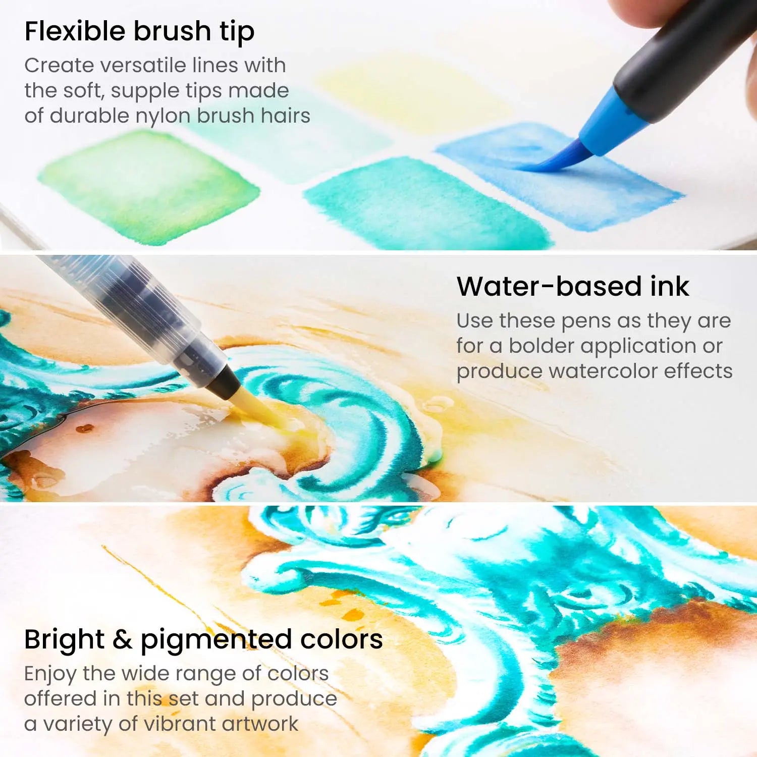 Set 48 Brush Pen Plumón Marcador Punta Pincel Premium Arteza - Coveme - contenido