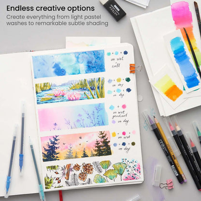 Set 48 Brush Pen Plumón Marcador Punta Pincel Premium Arteza - Coveme - empaque