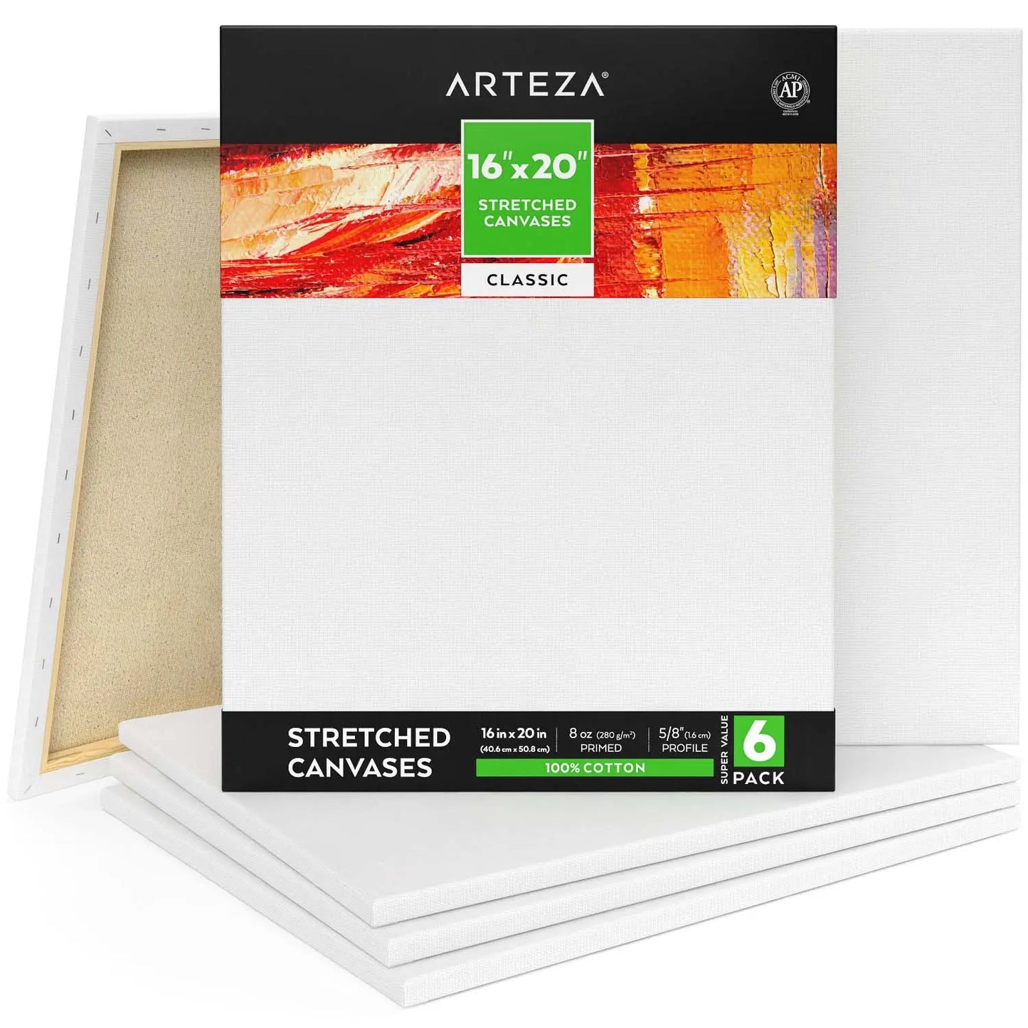 6 Pack Lienzo Con Bastidor Canvas Pintura 40.6x50.8 Arteza - Coveme - accesorios