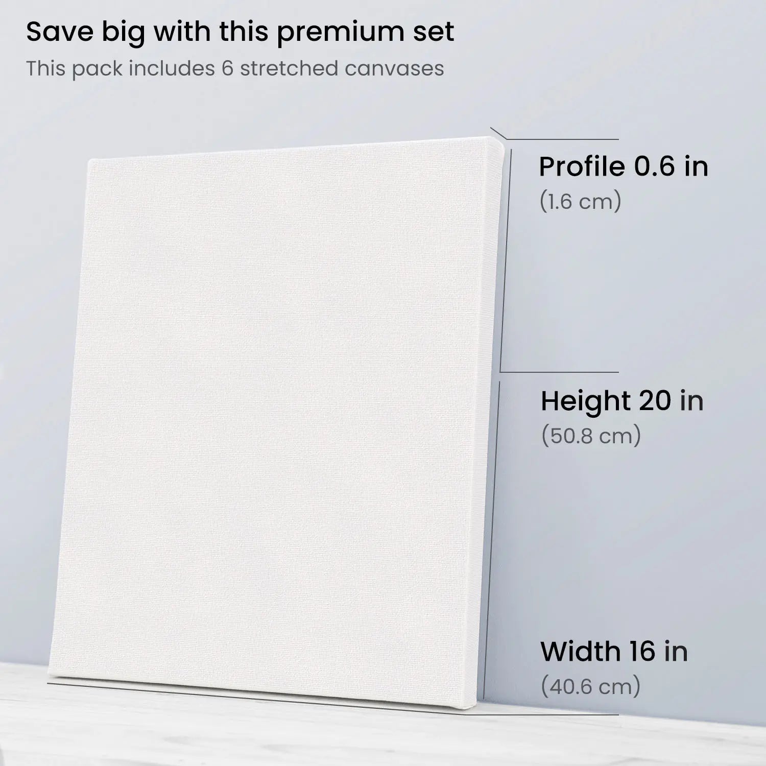 6 Pack Lienzo Con Bastidor Canvas Pintura 40.6x50.8 Arteza - Coveme - vista trasera