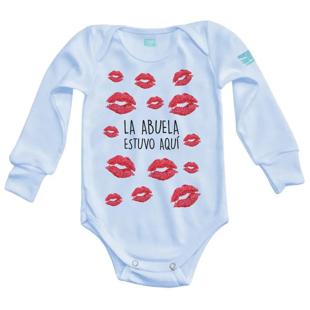 Body Bebé La Abuela Estuvo Aquí Manga Larga / Azul / 24m - PLASH - vista lateral