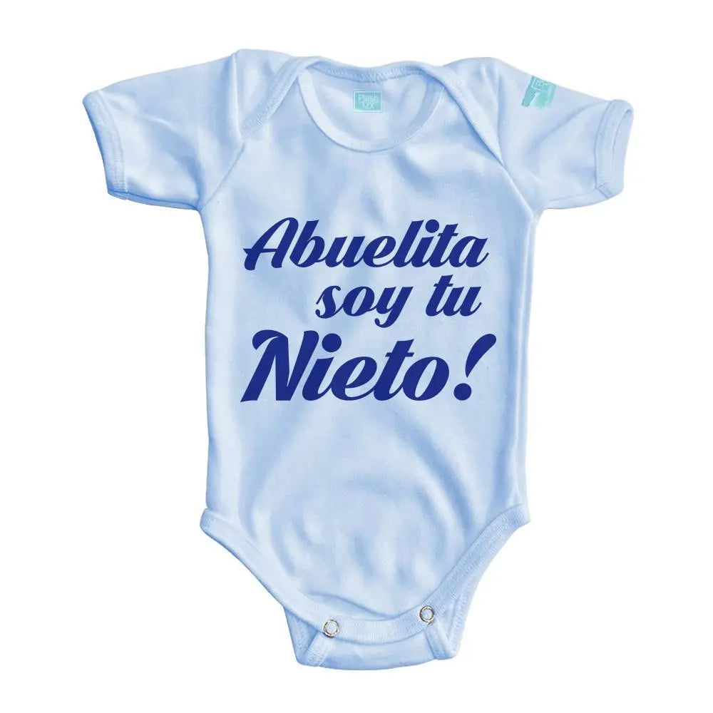 Body Bebé Abuelita soy tu Nieto Impresión Azul Manga Corta / Azul / Azul Rey / 24m - Coveme - vista lateral