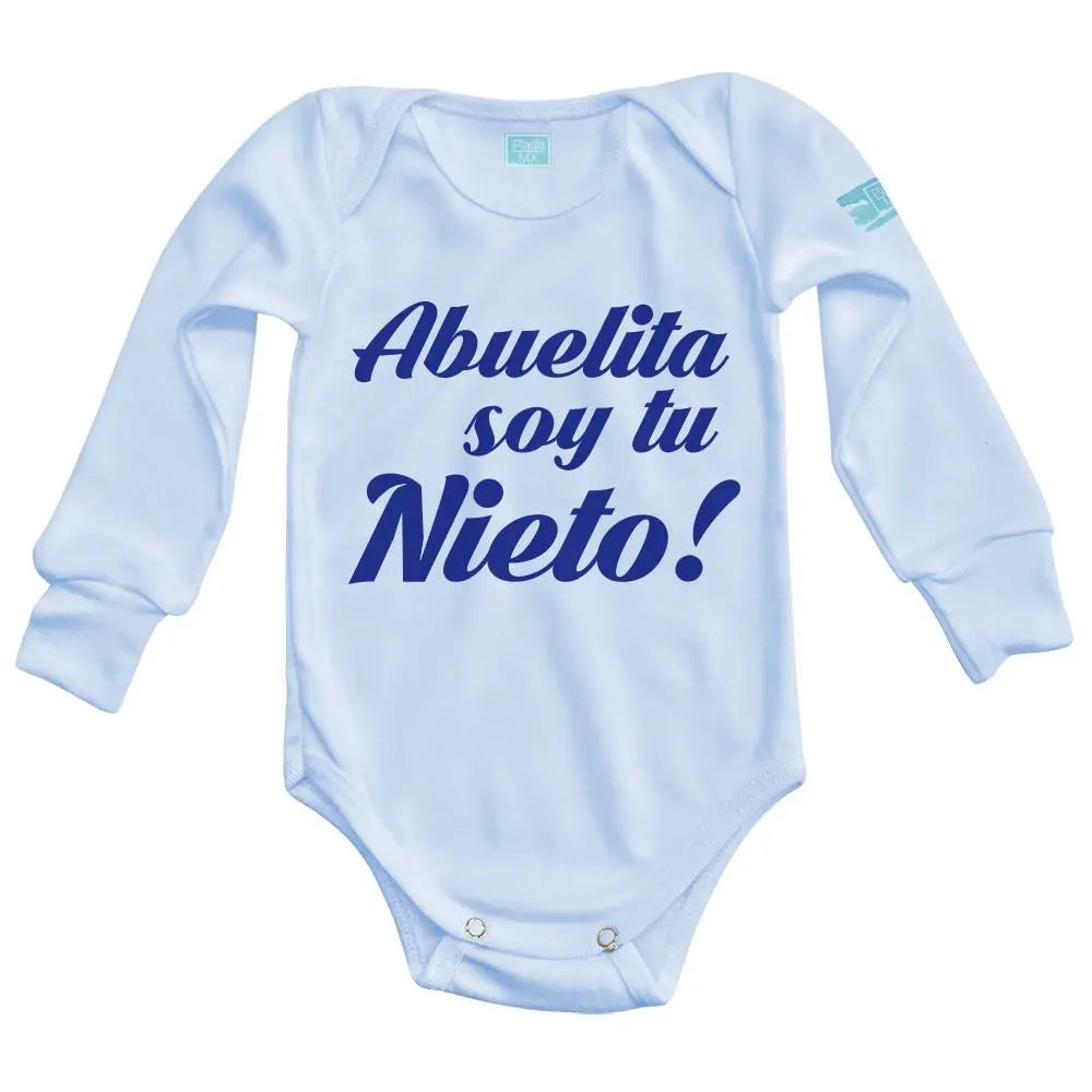 Body Bebé Abuelita soy tu Nieto Impresión Azul Manga Larga / Azul / Azul Rey / 24m - PLASH - vista lateral