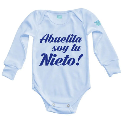 Body Bebé Abuelita soy tu Nieto Impresión Azul Manga Larga / Azul / Azul Rey / 24m - PLASH - vista lateral