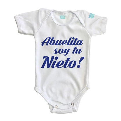 Body Bebé Abuelita soy tu Nieto Impresión Azul Manga Corta / Blanco / Azul Rey / 24m - PLASH - vista lateral
