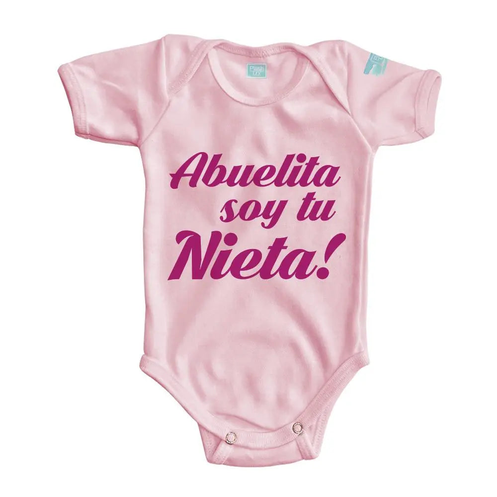 Body Bebé Abuelita soy tu Nieta Impresión ROSA Manga Corta / Rosa / Uva / 24m - Coveme - vista lateral
