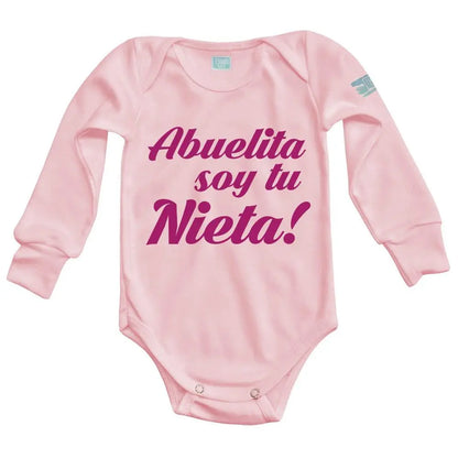 Body Bebé Abuelita soy tu Nieta Impresión ROSA Manga Larga / Rosa / Uva / 24m - Coveme - vista lateral