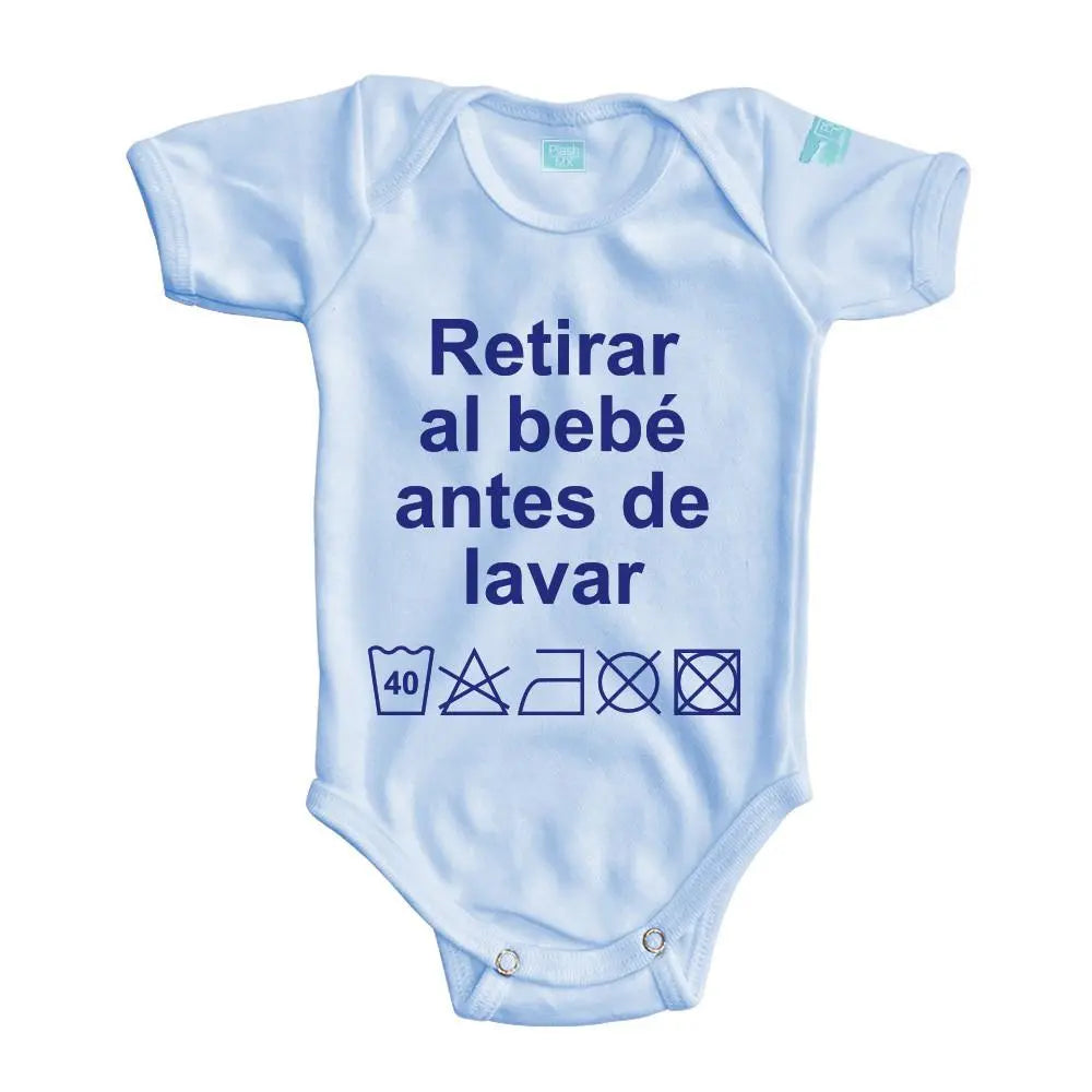 Body Bebe Retirar al Bebe Antes de Lavar Manga Corta / Azul / 24m - Coveme