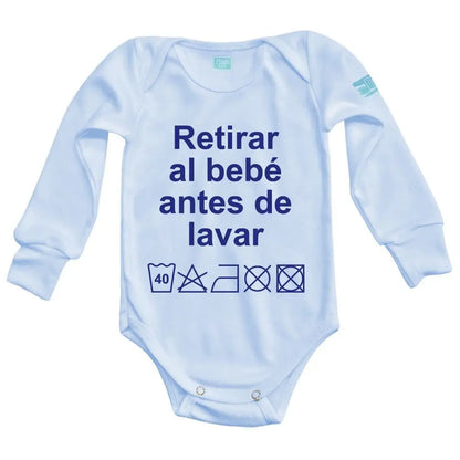 Body Bebe Retirar al Bebe Antes de Lavar Manga Larga / Azul / 24m - PLASH