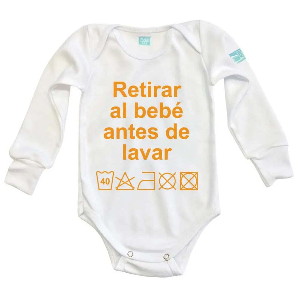 Body Bebe Retirar al Bebe Antes de Lavar Manga Larga / Blanco / 24m - Coveme