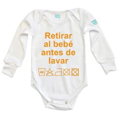 Body Bebe Retirar al Bebe Antes de Lavar Manga Larga / Blanco / 24m - Coveme