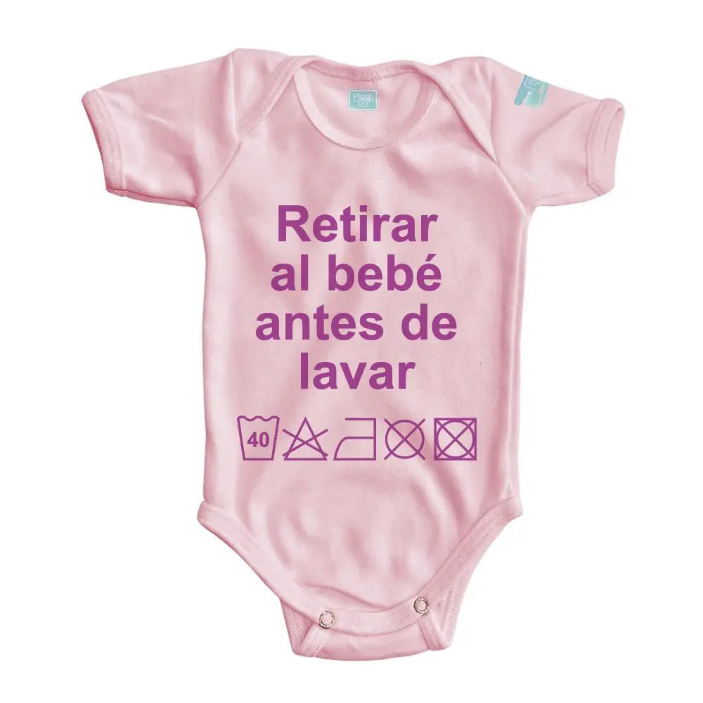 Body Bebe Retirar al Bebe Antes de Lavar Manga Corta / Rosa / 24m - Coveme