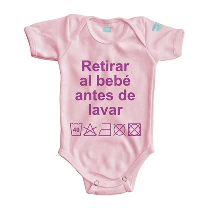 Body Bebe Retirar al Bebe Antes de Lavar Manga Corta / Rosa / 24m - Coveme