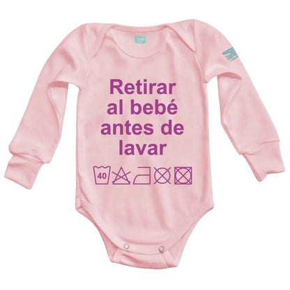 Body Bebe Retirar al Bebe Antes de Lavar Manga Larga / Rosa / 24m - PLASH