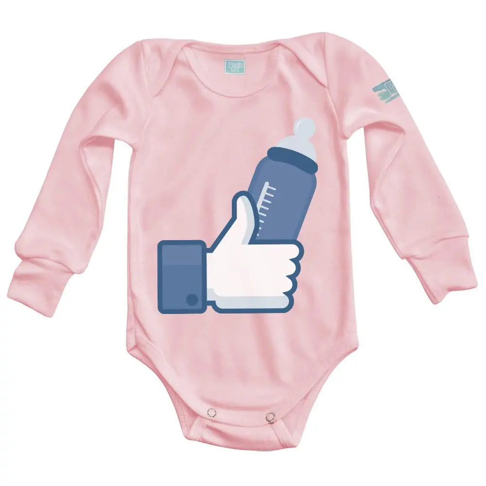 Body Bebé Like Rosa / Azul Intenso / Larga / 24m - Politec - vista lateral